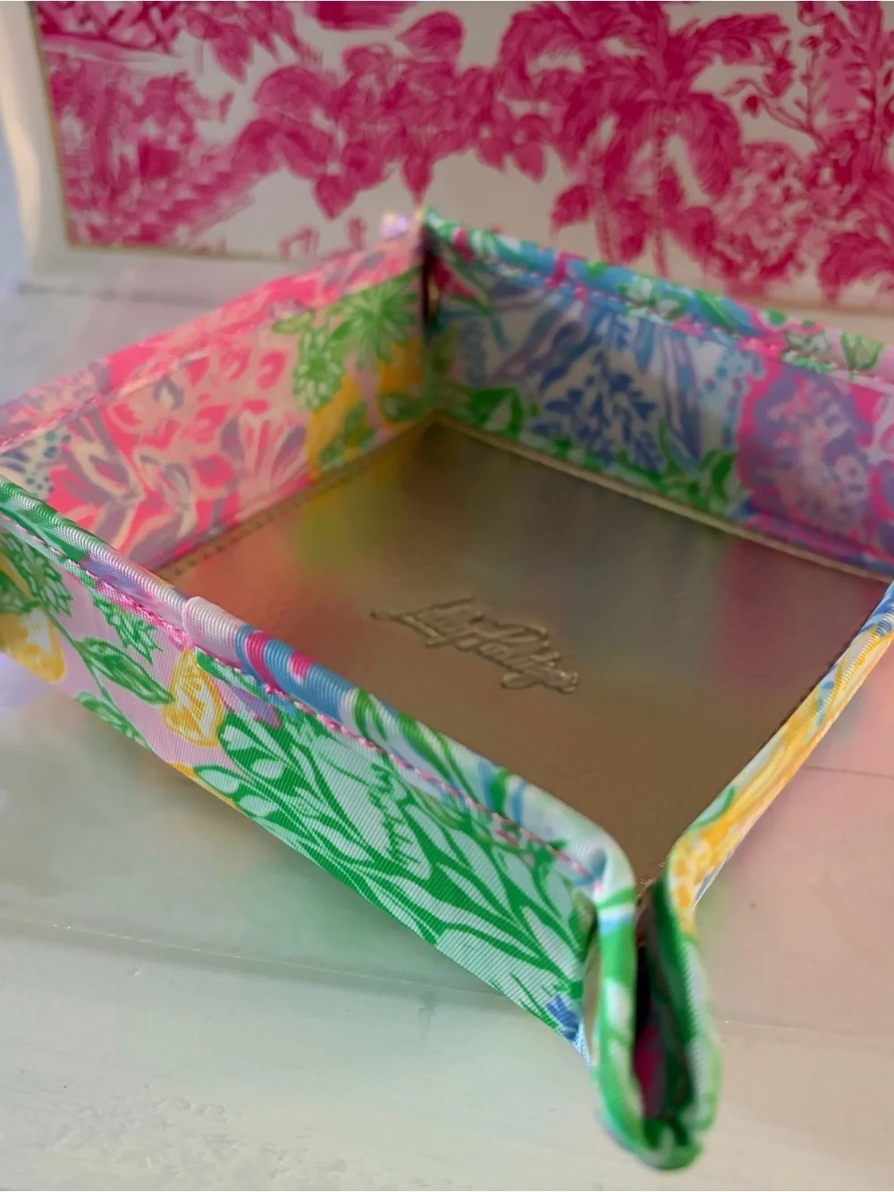 Lilly Pulitzer Pink Green Yellow Blue Floral Accent Tray